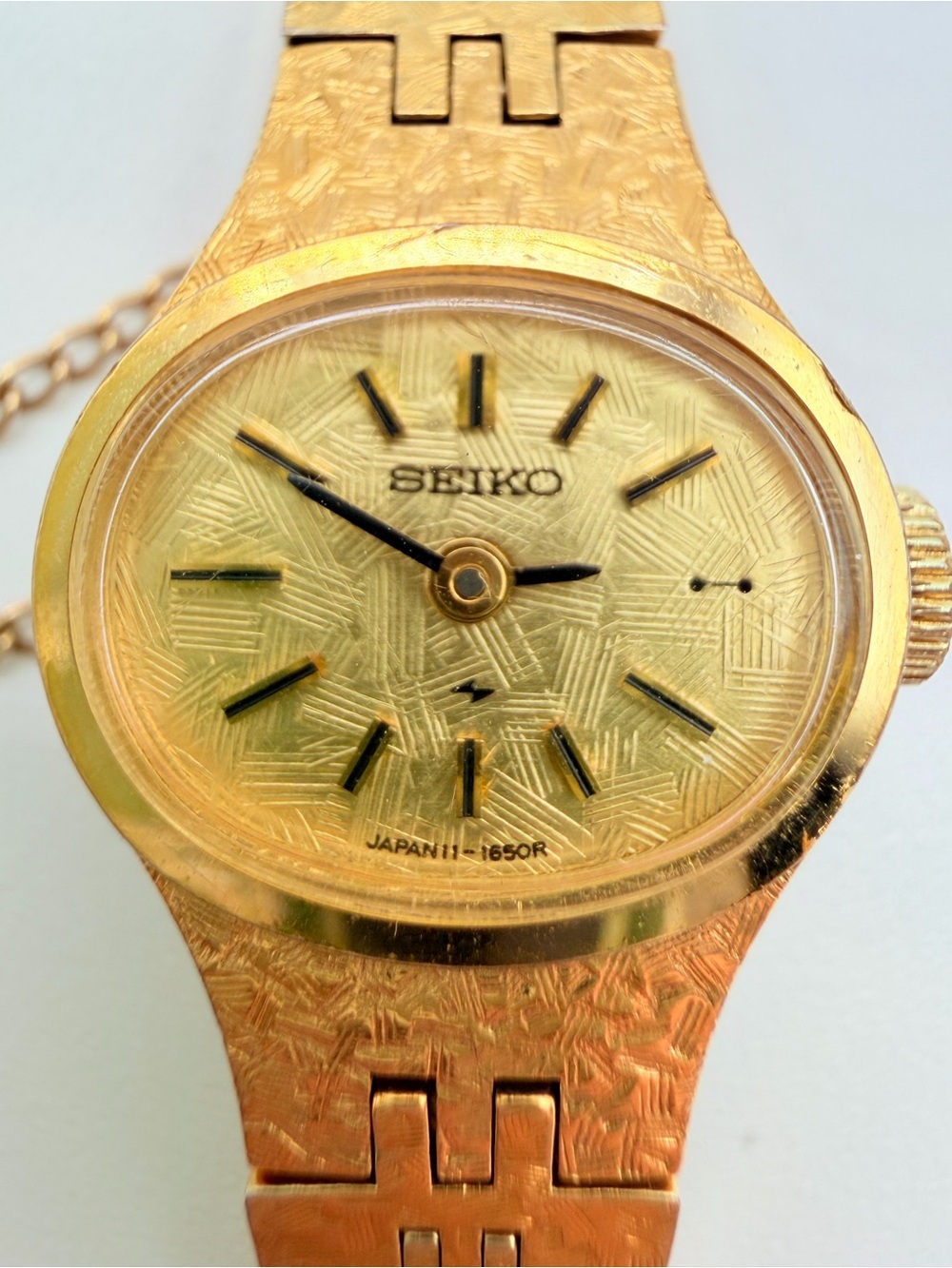 Vintage Seiko Quartz Ladies Watch Gold Tone 1100-7619 Japan w/ Box 6.5” - Picture 11 of 16